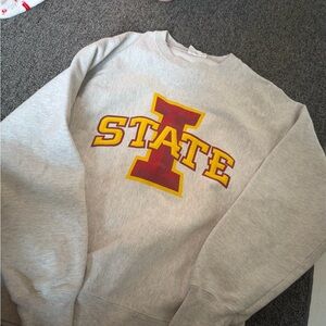 Champion Gray Crewneck Sweater with Red and Yellow State Logo